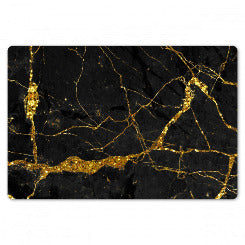 Placemat set van 6 - Rubber - Marmeren look - Zwart en Goud - 45x30 CM